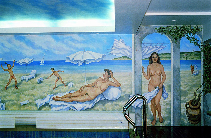 Interior mural "The wind on the beach" - swimming pool, Munich, Germany