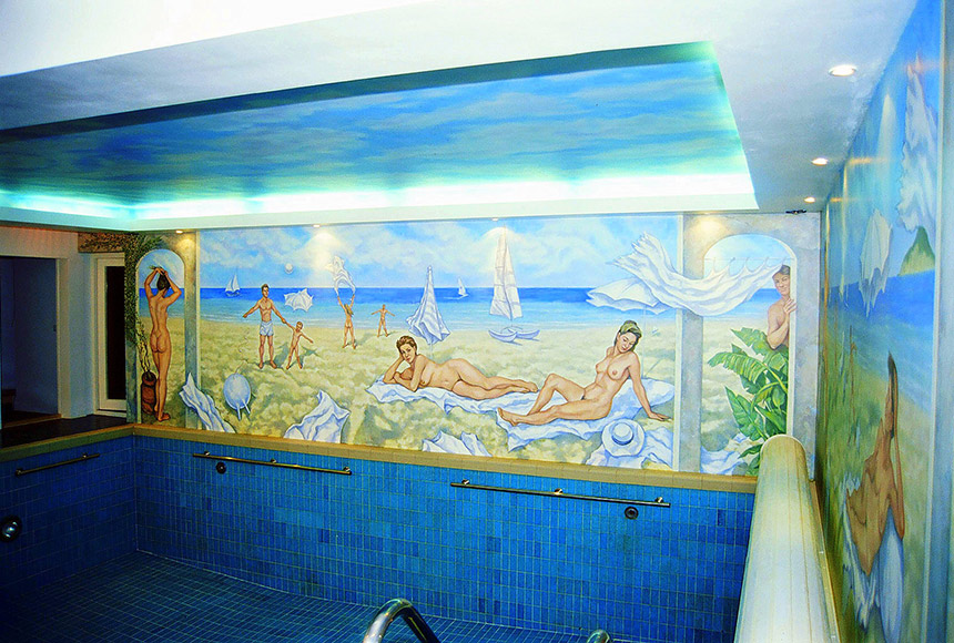 Interior mural "The wind on the beach" - swimming pool, Munich, Germany