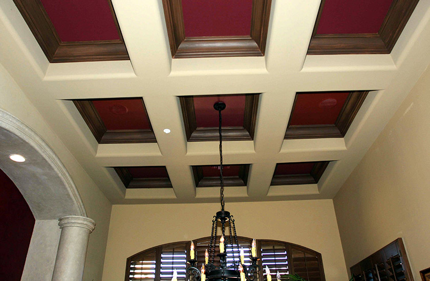 Venetian plaster ceiling and faux finish framing